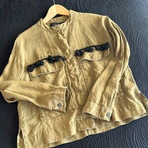 Zara linen utility style jacket with tassels